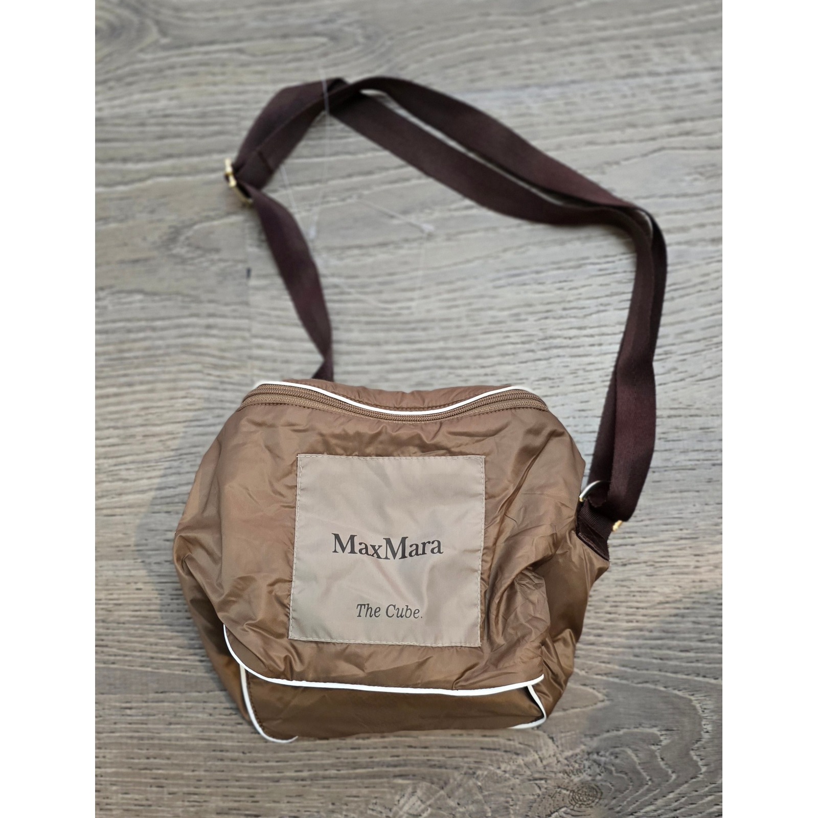 Maxmara The Cube Brown Nylon Crossbody Bag